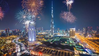 Fireworks display at Burj Khalifa on New Year’s Eve