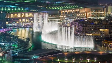 Night View of Dubai Burj Khalifa Fountain