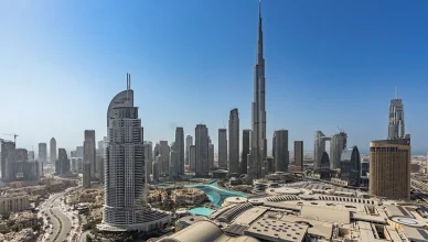 erial View of Dubai Skyline with Burj Khalifa