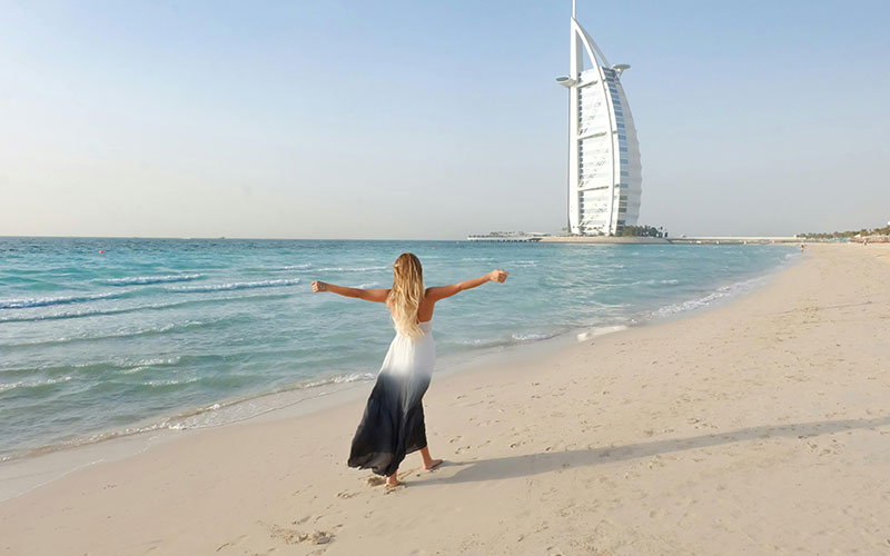 beach dubai dress code Blue Floral Quarter Sleeve Mini Dress - All Dresses main image 0