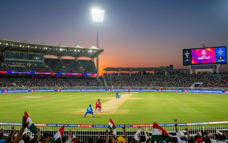 Cricket match at Dubai International Stadium during Asia Cup